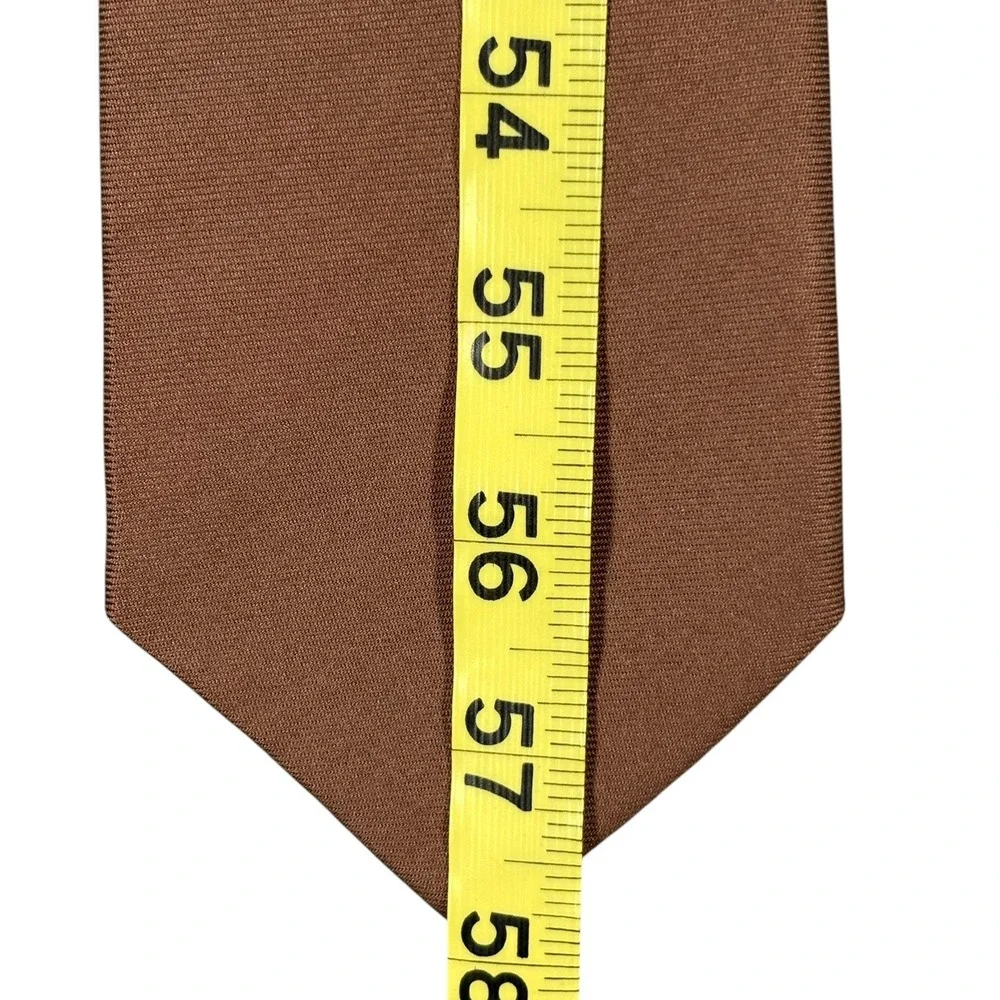 Ralph Lauren Purple Label 100% Silk Tie Solid Brown Satin Necktie Italy